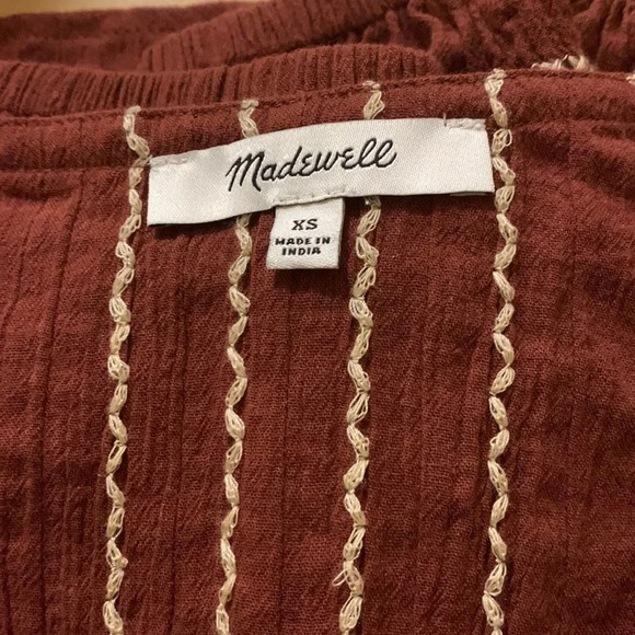 MADEWELL‎ Embroidered Faux Wrap Top in Rusted Burgundy - Picture 6 of 7